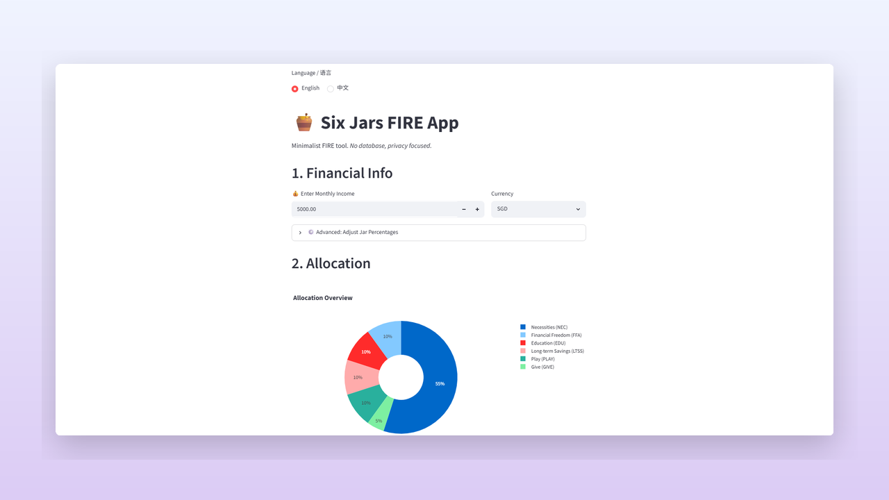 Six Jars FIRE App Preview